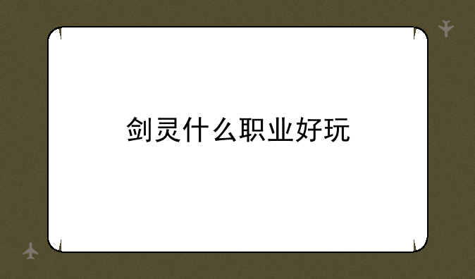 剑灵什么职业好玩