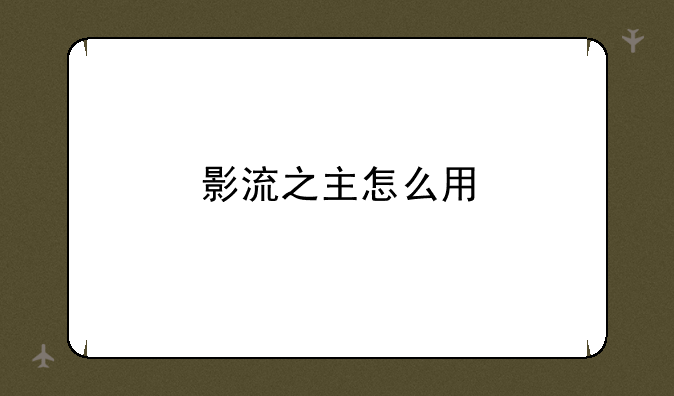 影流之主怎么用