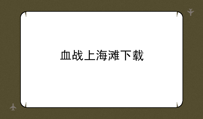 血战上海滩下载