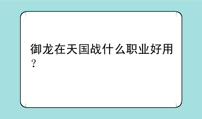 御龙在天国战什么职业好用？