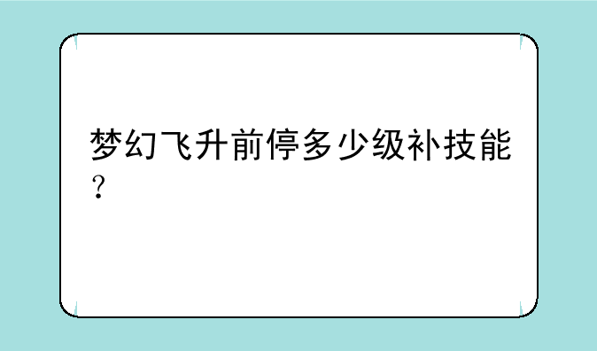 梦幻飞升前停多少级补技能？