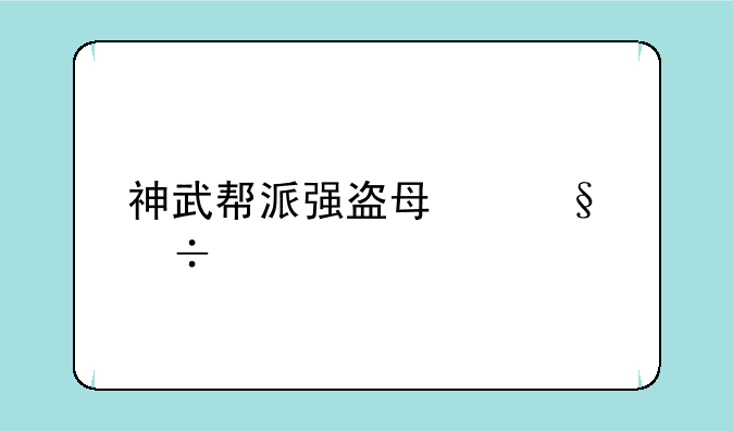 神武帮派强盗每天能打多少个
