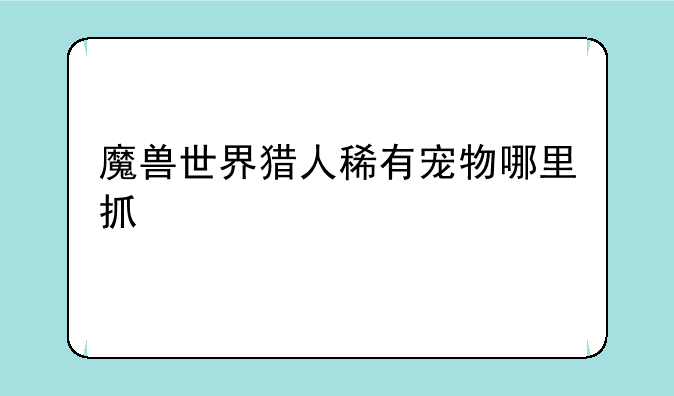 魔兽世界猎人稀有宠物哪里抓