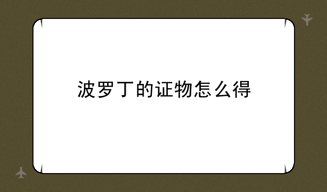 波罗丁的证物怎么得