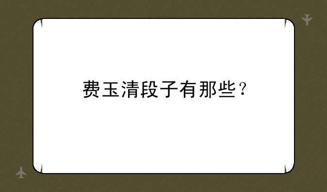 费玉清段子有那些？