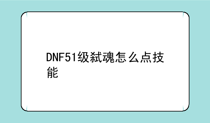 DNF51级弑魂怎么点技能