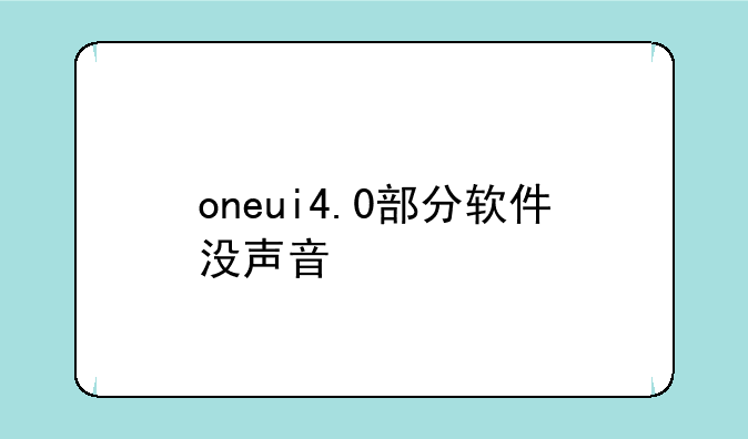 oneui4.0部分软件没声音