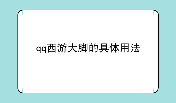 qq西游大脚的具体用法