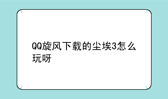 QQ旋风下载的尘埃3怎么玩呀