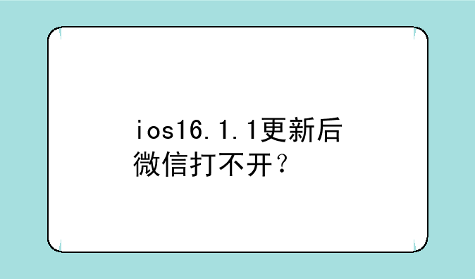 ios16.1.1更新后微信打不开？