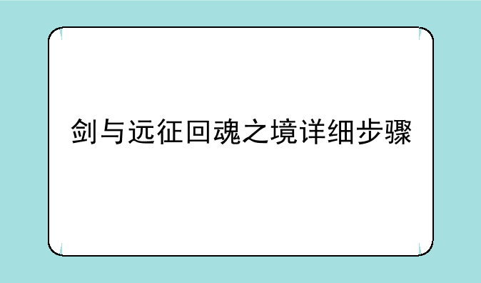 剑与远征回魂之境详细步骤