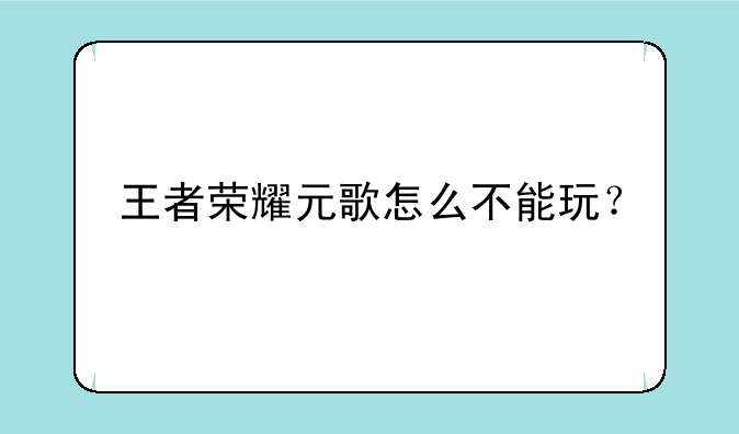 王者荣耀元歌怎么不能玩？