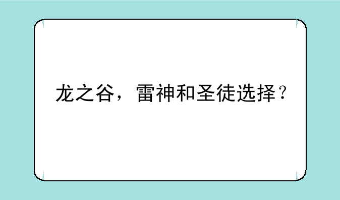龙之谷，雷神和圣徒选择？