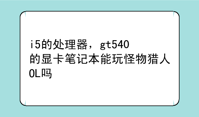 i5的处理器，gt540的显卡笔记本能玩怪物猎人OL吗