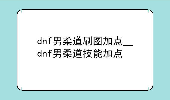 dnf男柔道刷图加点__dnf男柔道技能加点