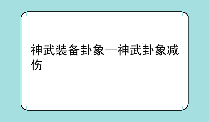 神武装备卦象—神武卦象减伤