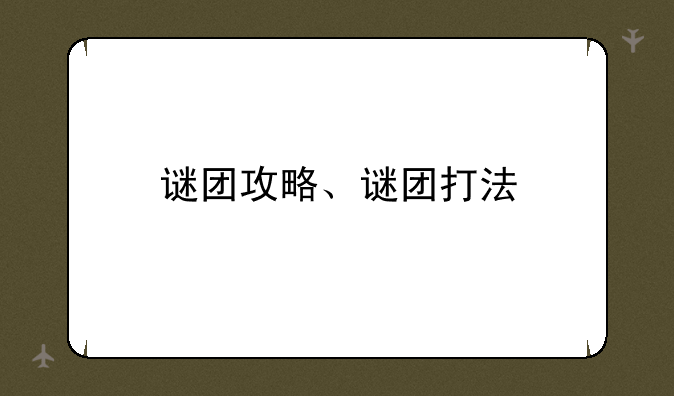 谜团攻略、谜团打法